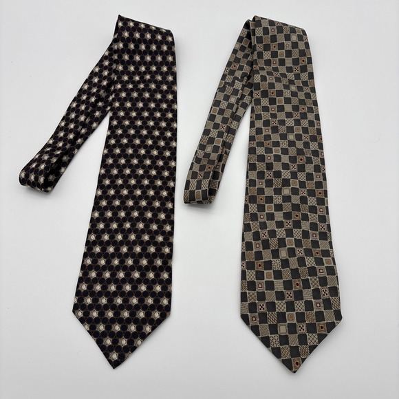 Valentino Other - 90s Lot of 2 Valentino Cravatte Silk Ties Grey Check Blue Circles Geometric